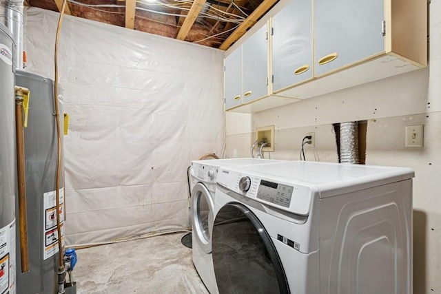 17575 Xenia St NW, Andover, MN 55304 - laundry room with independent washer and dryer, gas water heater, and cabinet space