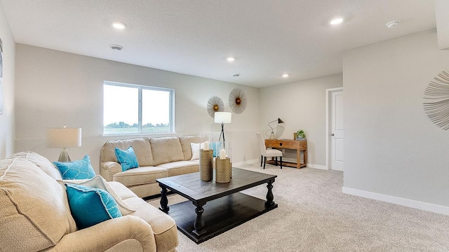 6573 209th St W, Farmington, MN 55024 - living room with light carpet, recessed lighting, and baseboards