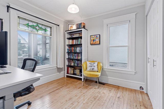 1219 6th St NE, Minneapolis, MN 55413 - office featuring ornamental molding and light wood-type flooring