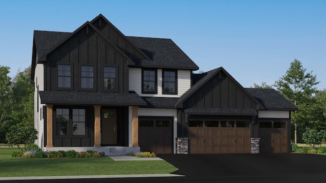 19908 67th Ave, Corcoran, MN 55340 - craftsman-style home featuring board and batten siding, roof with shingles, and driveway