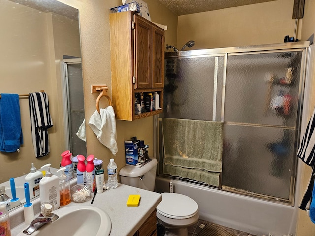 N7018/N7020 564th St, Red Cedar Twp, WI 54751 - full bath with vanity, enclosed tub / shower combo, and toilet