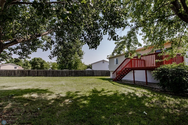 715 49th St S, Fargo, ND 58103 - view of yard featuring stairway and a wooden deck