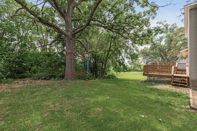 6956 Delarosa Ct, Inver Grove Heights, MN 55076 - view of green lawn featuring a wooden deck