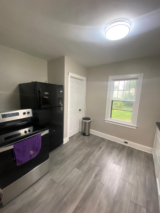 1138 6th Ave SE, Rochester, MN 55904 - kitchen featuring stainless steel range with electric stovetop, wood finished floors, and freestanding refrigerator