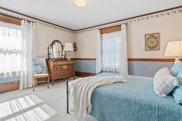 922 Fillmore St, Alexandria, MN 56308 - bedroom featuring multiple windows, carpet flooring, and wainscoting