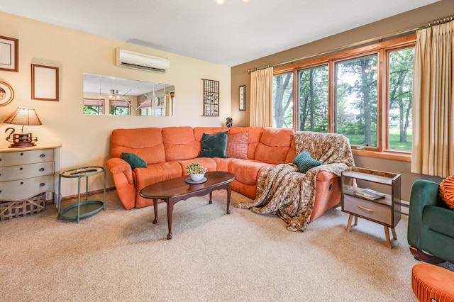 4195 25th St NE, Sauk Rapids, MN 56379 - carpeted living room with an AC wall unit and baseboards