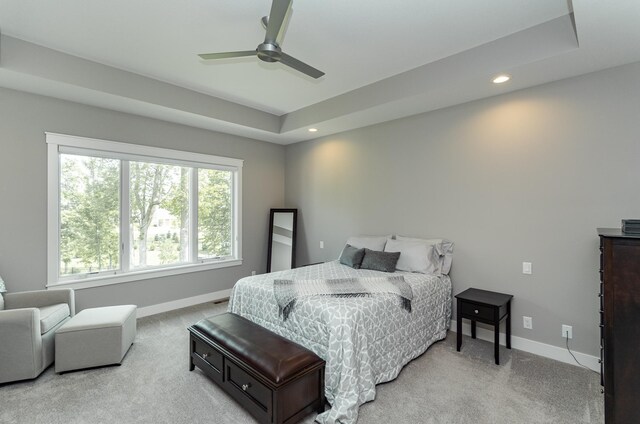 3039 Lady Slipper Ln SW, Rochester, MN 55902 - bedroom featuring carpet, recessed lighting, a ceiling fan, and a raised ceiling