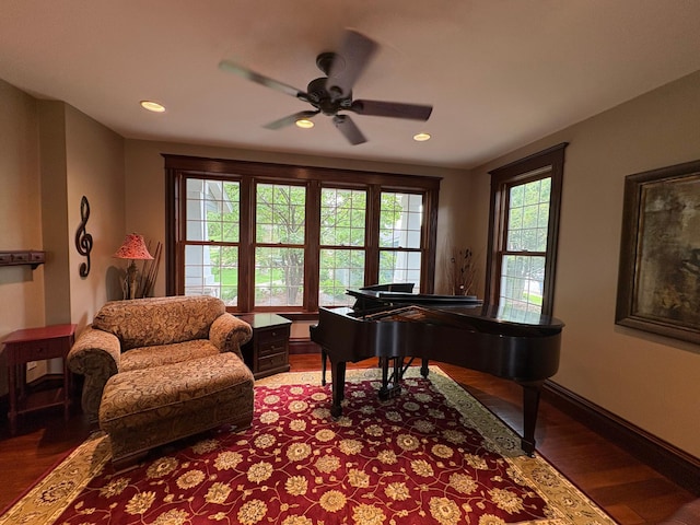 1710 Maple Ave, Benson, MN 56215 - living area featuring a ceiling fan, wood finished floors, recessed lighting, and baseboards