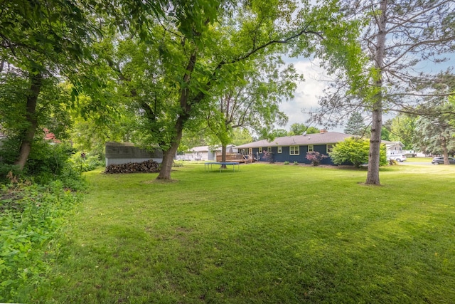 615 Eisenhower Dr, Saint Croix Falls, WI 54024 - view of green lawn featuring a trampoline