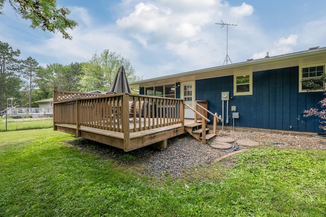615 Eisenhower Dr, Saint Croix Falls, WI 54024 - back of property featuring a deck