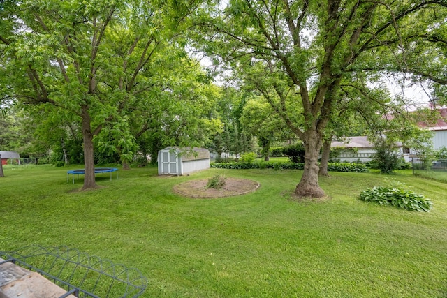 615 Eisenhower Dr, Saint Croix Falls, WI 54024 - view of green lawn with a trampoline