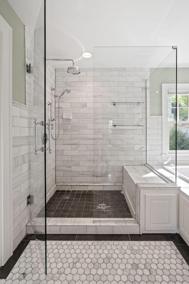 4601 Lake Harriet Pkwy, Minneapolis, MN 55419 - bathroom with a stall shower and tile patterned flooring