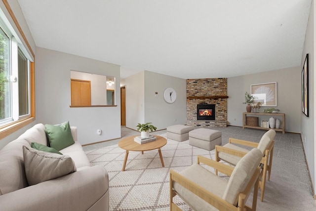 5214 148th St W, Apple Valley, MN 55124 - living area featuring light carpet and a fireplace