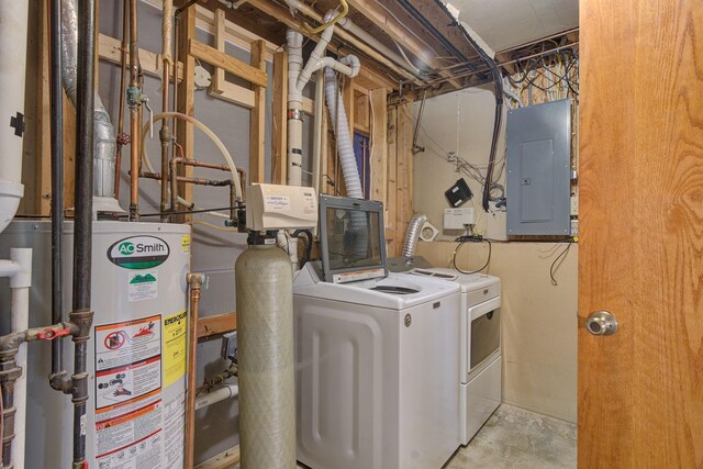 407 4th Ave NE, Kasson, MN 55944 - laundry area featuring electric panel, washer and dryer, and water heater