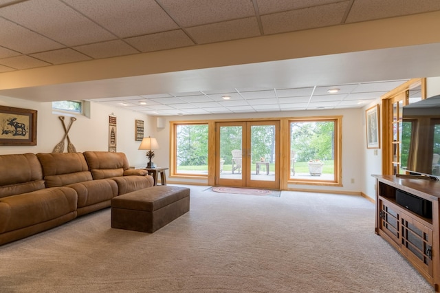 27766 County 37, Laporte, MN 56461 - living area featuring a drop ceiling, carpet flooring, and recessed lighting