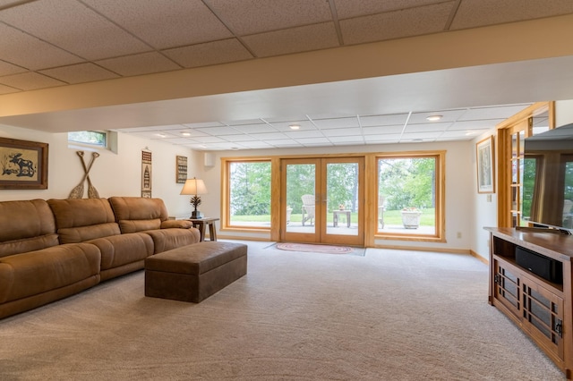 27766 County 37, Laporte, MN 56461 - carpeted living area with a paneled ceiling, plenty of natural light, and recessed lighting