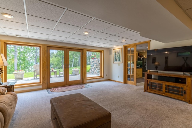 27766 County 37, Laporte, MN 56461 - living room with french doors, carpet flooring, and plenty of natural light
