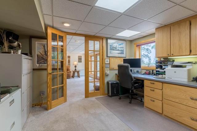 27766 County 37, Laporte, MN 56461 - home office with french doors, light colored carpet, and a drop ceiling