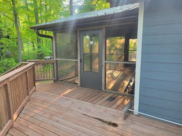 1981 Long Lake Ln, Johnstown Twp, WI 54826 - wooden terrace featuring a sunroom