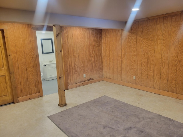 1981 Long Lake Ln, Johnstown Twp, WI 54826 - finished basement with tile patterned floors and wood walls