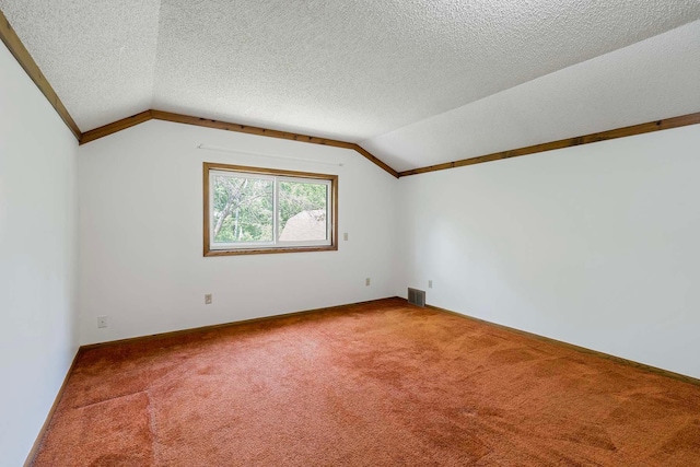 11606 235th St E, Lakeville, MN 55044 - additional living space with carpet floors, vaulted ceiling, a textured ceiling, and baseboards