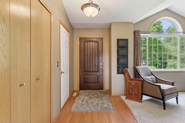 6449 151st St N, Hugo, MN 55038 - foyer with healthy amount of natural light, light wood-style floors, baseboards, and lofted ceiling