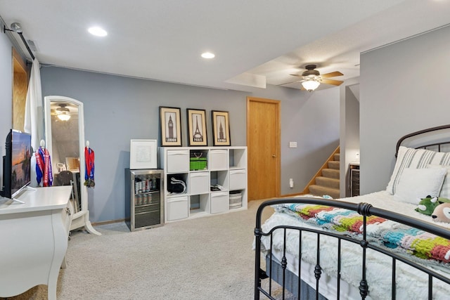 6449 151st St N, Hugo, MN 55038 - bedroom with light carpet, recessed lighting, a ceiling fan, and baseboards