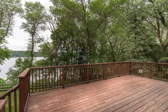 20619 Hillcrest Rd, Elizabeth Twp, MN 56537 - wooden terrace featuring a water view