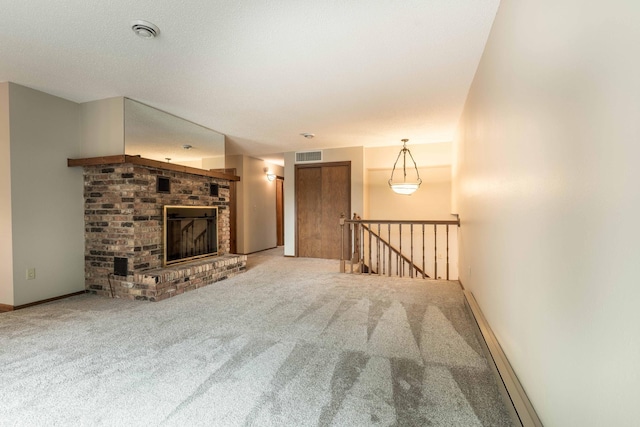20619 Hillcrest Rd, Elizabeth Twp, MN 56537 - unfurnished living room with carpet flooring, a fireplace, and baseboards