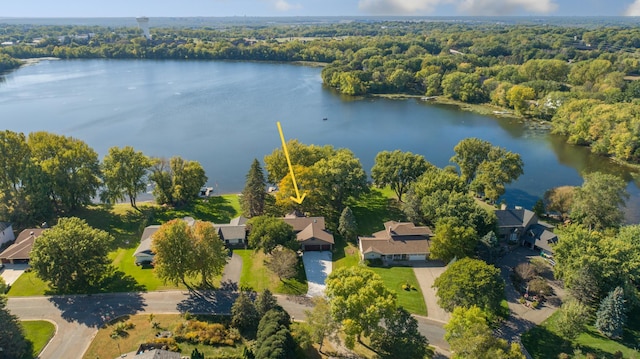2311 Swan Dr, Mendota Heights, MN 55120 - aerial perspective of suburban area with a nearby body of water and a heavily wooded area
