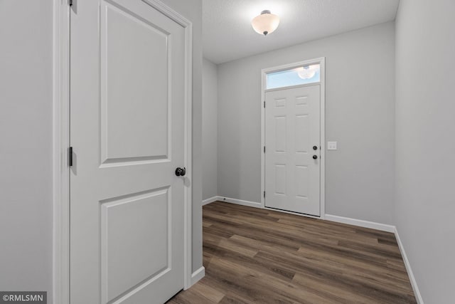6785 104th St S, Cottage Grove, MN 55016 - foyer entrance featuring baseboards, dark wood-style flooring, and a textured ceiling