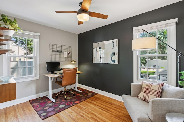 6233 4th Ave S, Richfield, MN 55423 - office space featuring wood finished floors, a ceiling fan, and baseboards