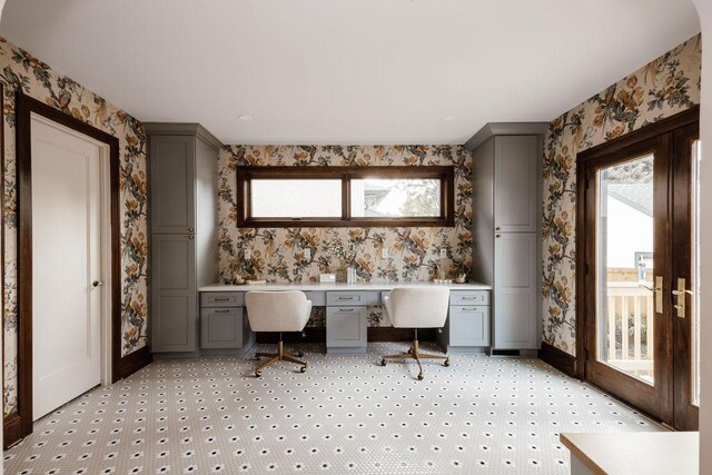 2137 Wellesley Ave, Saint Paul, MN 55105 - home office featuring wallpapered walls and built in desk