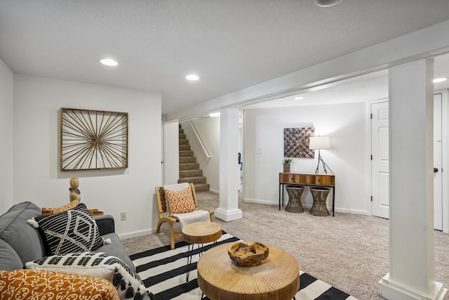 4545 5th Ave S, Minneapolis, MN 55419 - carpeted living room with stairway and recessed lighting