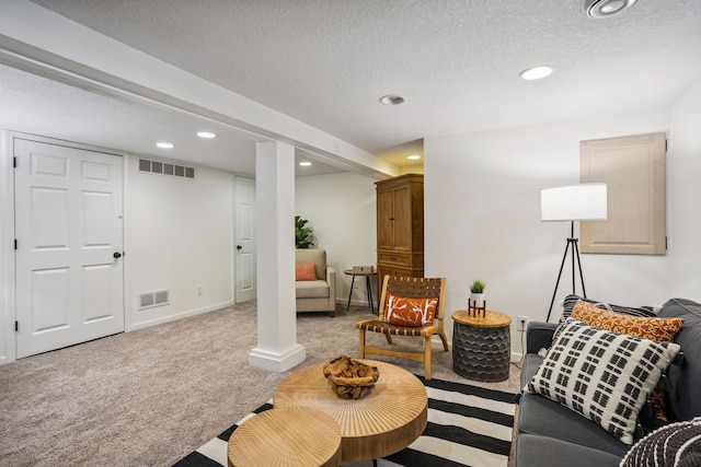4545 5th Ave S, Minneapolis, MN 55419 - living area with carpet, recessed lighting, and a textured ceiling