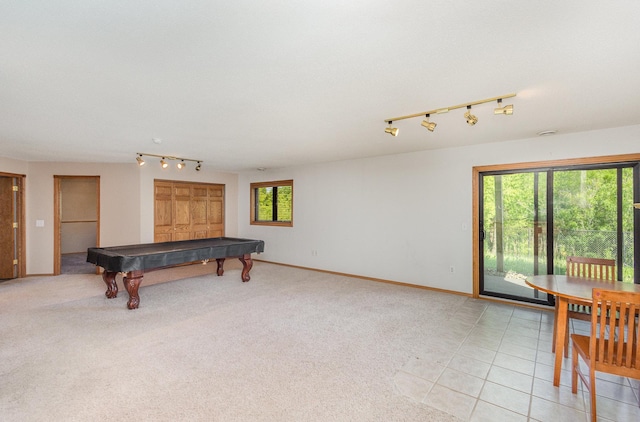6122 152nd St N, Hugo, MN 55038 - game room with rail lighting, billiards, and baseboards