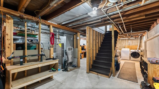 401 Main St, Osakis, MN 56360 - unfinished basement with independent washer and dryer and stairs