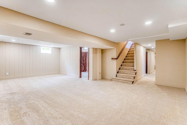 1000 Winston Cir, Mendota Heights, MN 55118 - below grade area featuring stairs, carpet floors, and recessed lighting