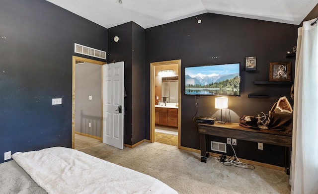 15359 Foliage Ave Unit 501, Apple Valley, MN 55124 - bedroom featuring lofted ceiling, carpet, and ensuite bath