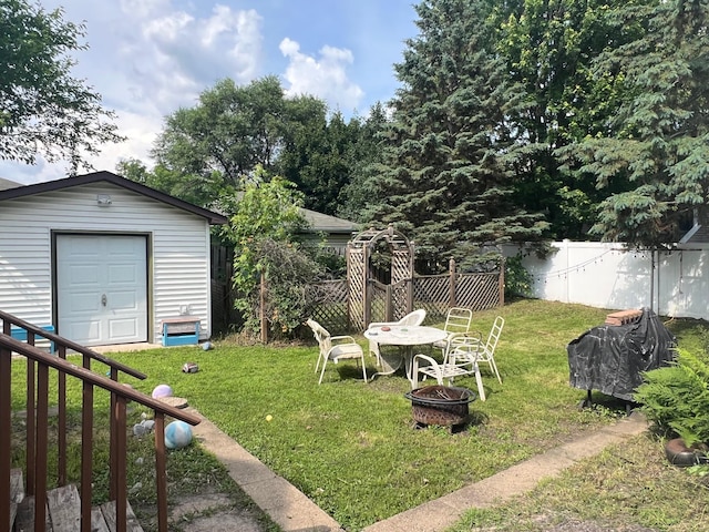 4121 2nd St NE, Columbia Heights, MN 55421 - view of yard with an outdoor fire pit and an outdoor structure