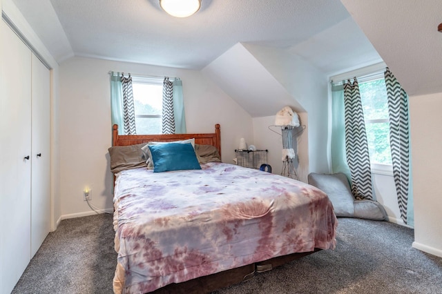 327 Channing Ave, Fergus Falls, MN 56537 - carpeted bedroom with lofted ceiling, multiple windows, baseboards, and a closet