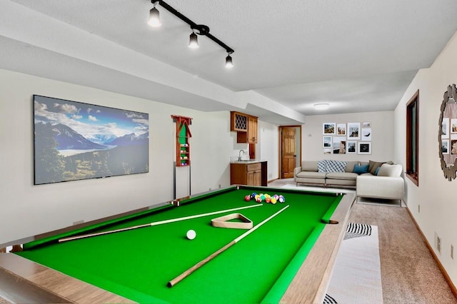 7158 Deerwood Ln N, Maple Grove, MN 55369 - rec room with billiards, carpet flooring, and wet bar