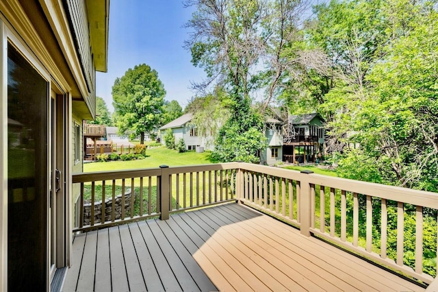7158 Deerwood Ln N, Maple Grove, MN 55369 - wooden deck featuring a yard and a residential view