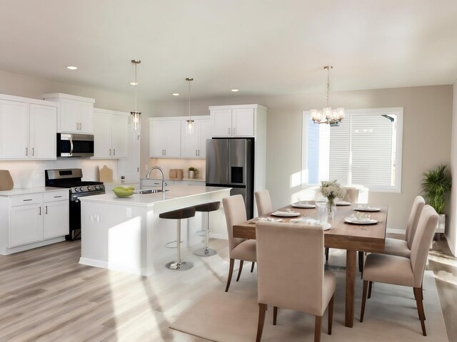 3235 Jandura Ave NE, Saint Michael, MN 55376 - dining area with a chandelier, recessed lighting, and light wood-style floors