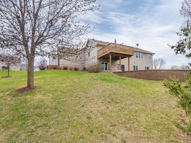 16850 Willowwood Cir SE, Prior Lake, MN 55372 - rear view of property with a wooden deck and a lawn