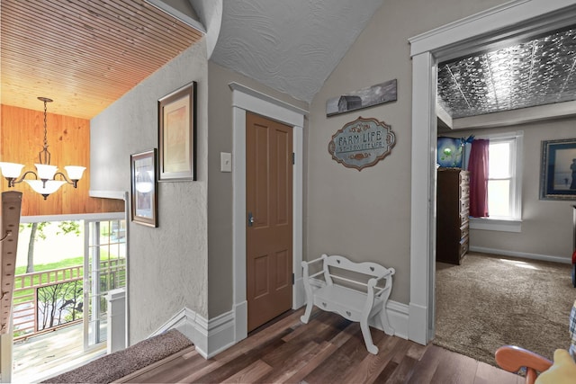 35301 Lily St NW, Springvale Twp, MN 55008 - entrance foyer featuring a chandelier and wood finished floors