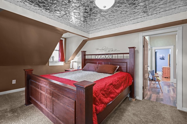 35301 Lily St NW, Springvale Twp, MN 55008 - bedroom featuring carpet flooring, an ornate ceiling, and baseboards