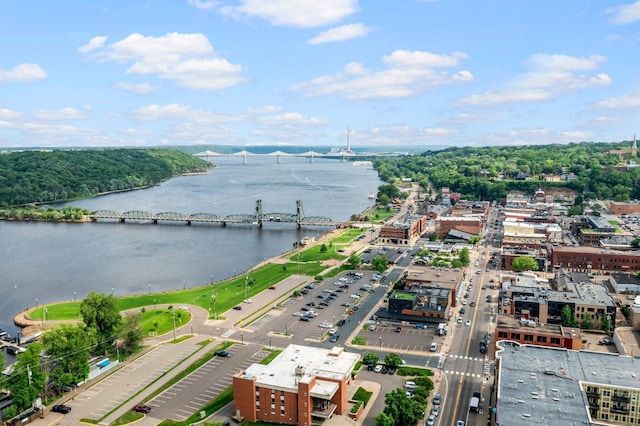 620 Main St N Unit 412, Stillwater, MN 55082 - aerial overview of property's location featuring a notable bridge and a nearby body of water