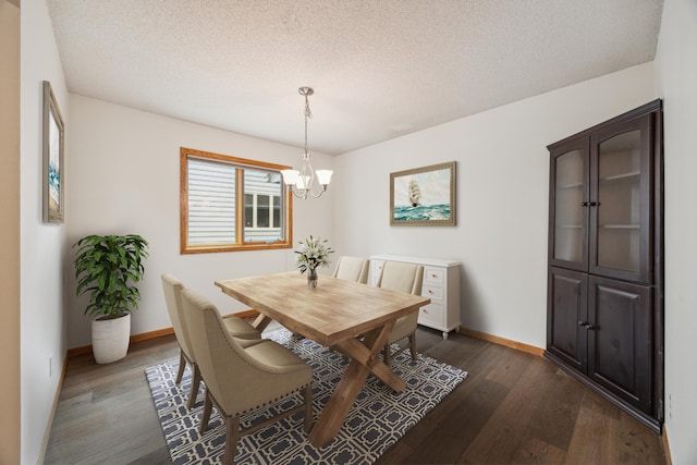 7813 111th St, Bloomington, MN 55438 - dining room with dark wood-style floors, a chandelier, and a textured ceiling