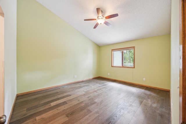 7813 111th St, Bloomington, MN 55438 - unfurnished room featuring lofted ceiling, ceiling fan, wood finished floors, and a textured ceiling
